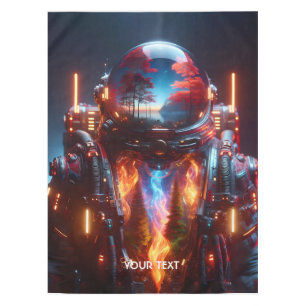 Fantasy Cute Astronaut Landscape Fire Tablecloth