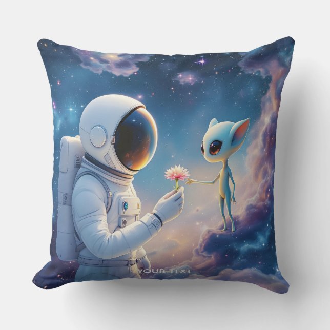 Fantasy Cute Astronaut Space Flower Cushion (Front)