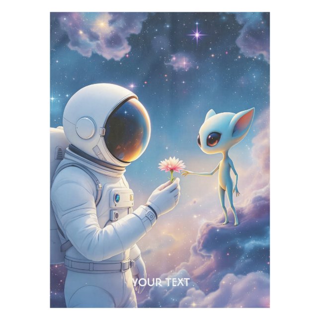 Fantasy Cute Astronaut Space Flower Tablecloth (Front)