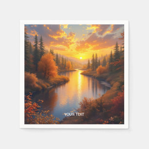 Fantasy Cute Autumn Sunset Landscape Napkin