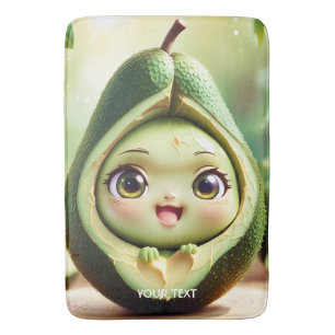 Fantasy Cute Avocado Smile Eyes Bath Mat