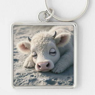 Fantasy Cute  Baby Cow Sleeping Key Ring