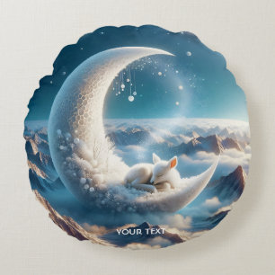 Fantasy Cute Baby Deer Moon Round Cushion