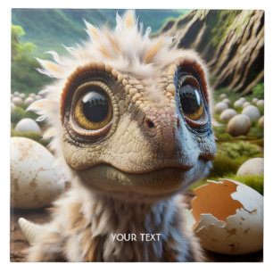 Fantasy Cute Baby Dino Jungle Ceramic Tile