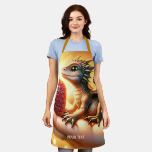 Fantasy Cute  Baby Dragon Strawberry Apron