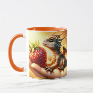 Fantasy Cute  Baby Dragon Strawberry Mug