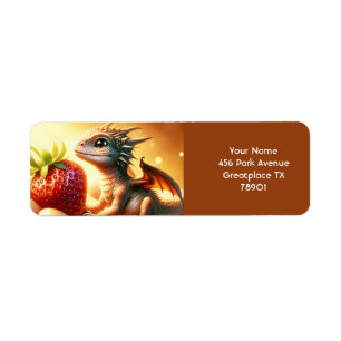 Fantasy Cute Baby Dragon Strawberry Return Address Label