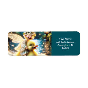 Fantasy Cute Baby Duck Lake Return Address Label