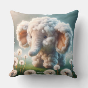 Fantasy Cute Baby Elephant Flowers Cushion