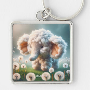 Fantasy Cute Baby Elephant Flowers Key Ring