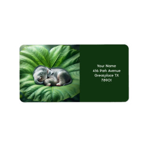 Fantasy Cute Baby Elephant Leaf Label