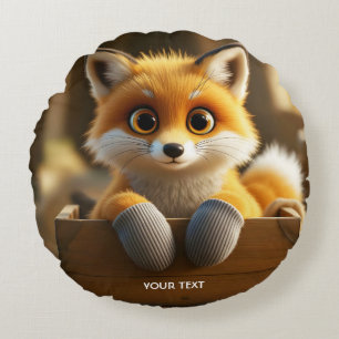 Fantasy Cute Baby Fox Box Round Cushion