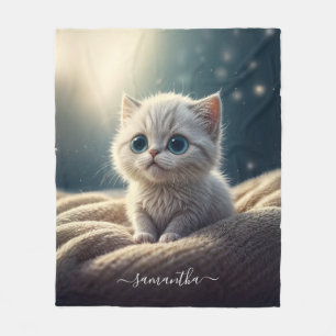 Fantasy Cute Baby Kitty Cat Lover's Personalised Fleece Blanket