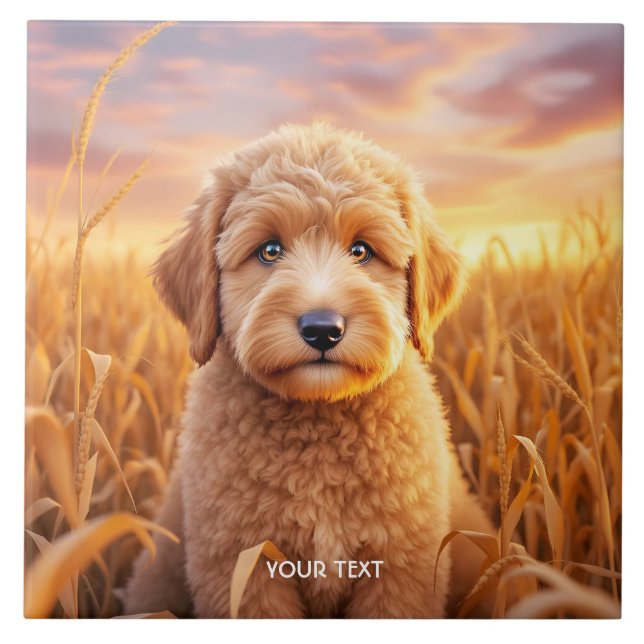 Fantasy Cute Baby Labradoodle Wheat Ceramic Tile (Front)