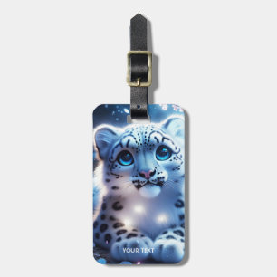 Fantasy Cute Baby Snow Leopard Luggage Tag