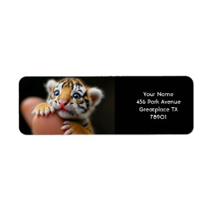 Fantasy Cute Baby Tiger Finger Return Address Label
