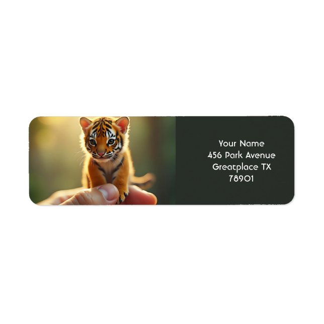 Fantasy Cute Baby Tiger Hand Return Address Label (Front)