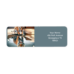 Fantasy Cute Baby Tiger Puddle Return Address Label