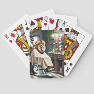 Fantasy Cute Barber Lion Haircut Playing Cards