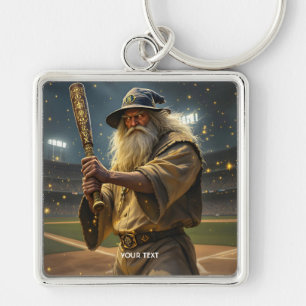 Fantasy Cute Baseball Wizard Bat Key Ring