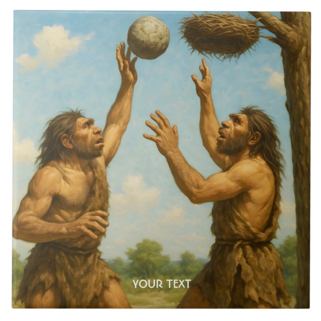 Fantasy Cute Basketball Prehistoric Final Ceramic Tile (Front)