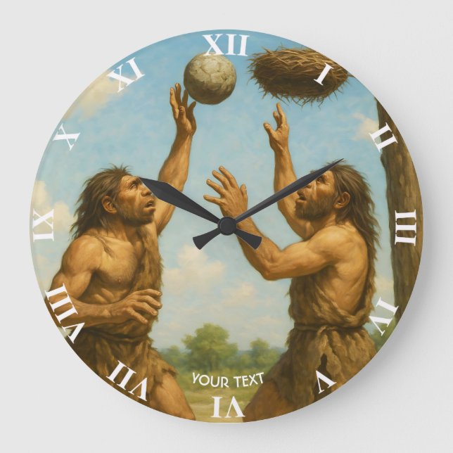 Fantasy Cute Basketball Prehistoric Final Large Clock (Front)