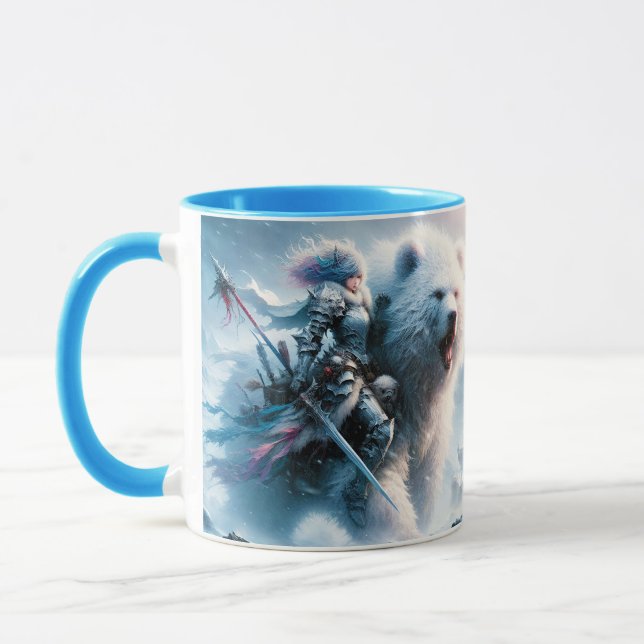 Fantasy Cute Bear Female Warrior Mug (Left)