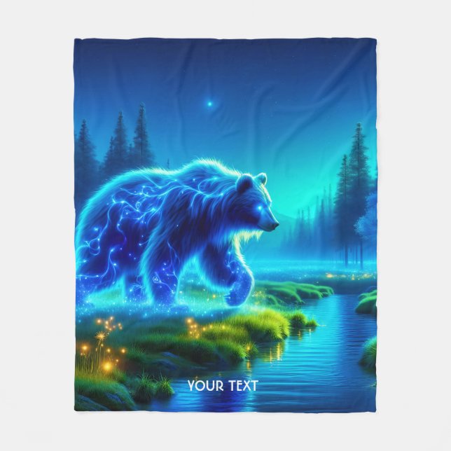 Fantasy Cute Bear River Meadow Fleece Blanket (Front)