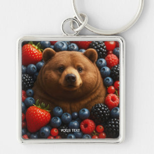 Fantasy Cute Bear With Berries Key Ring