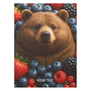Fantasy Cute Bear With Berries Tablecloth