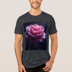 Fantasy Cute Beautiful Pink Rose Tri-Blend Shirt