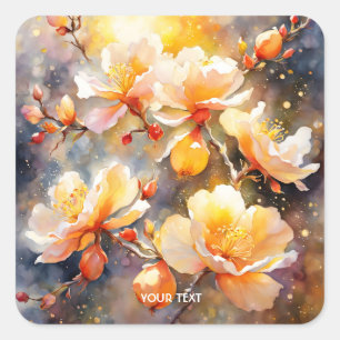 Fantasy Cute Beautiful Yellow Blossom Square Sticker