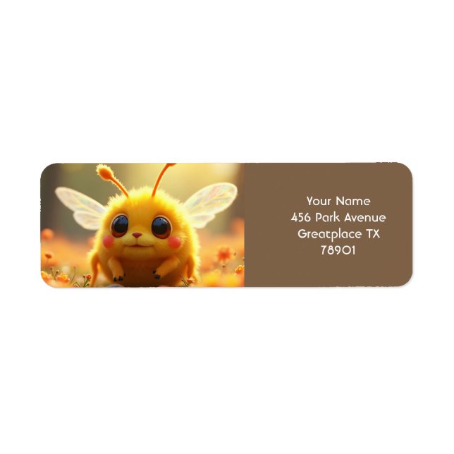Fantasy Cute Bee Bug Sun Return Address Label (Front)
