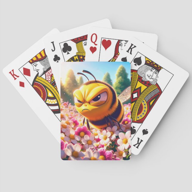 Fantasy Cute Bee Flowers Sun Playing Cards (Back)