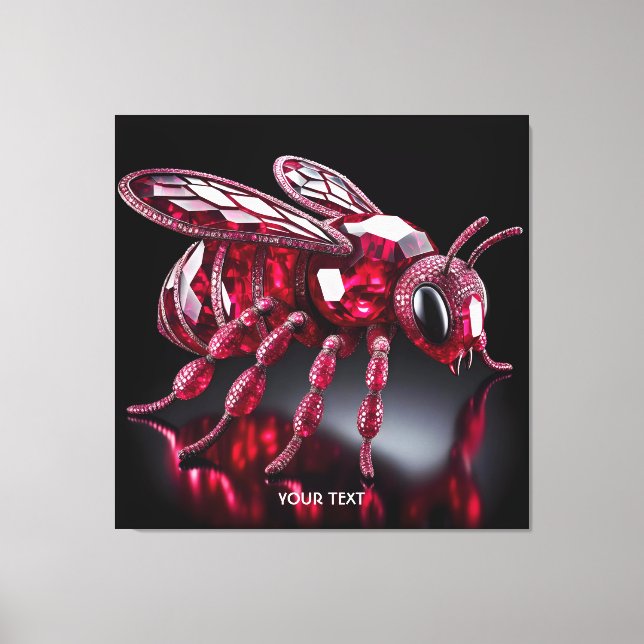 Fantasy Cute Bee Ruby Diamonds Canvas Print (Front)