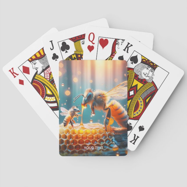 Fantasy Cute Bees Momma Baby Playing Cards (Back)