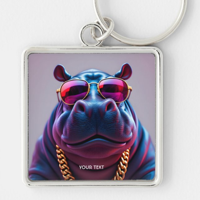 Fantasy Cute Big Hyppo Glasses Key Ring (Front)