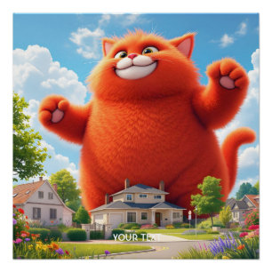 Fantasy Cute Big Orange Cat Poster