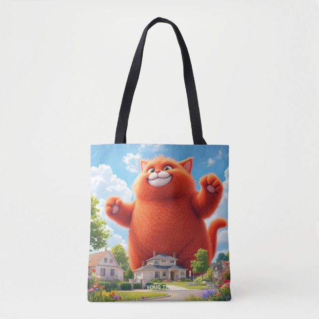 Fantasy Cute Big Orange Cat Tote Bag (Front)