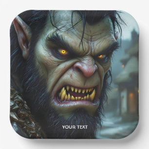 Fantasy Cute Big Strong Warrior Paper Plate