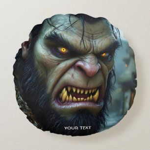 Fantasy Cute Big Strong Warrior Round Cushion