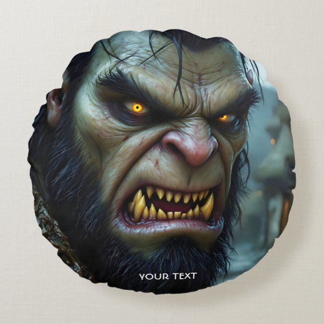 Fantasy Cute Big Strong Warrior Round Cushion (Front)