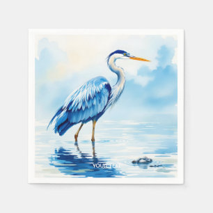 Fantasy Cute Bird Blue Watercolor Napkin