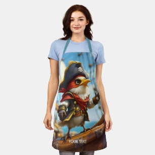Fantasy Cute Bird Captain Pirate Apron