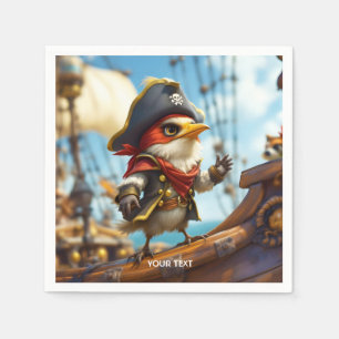 Fantasy Cute Bird Captain Pirate Napkin