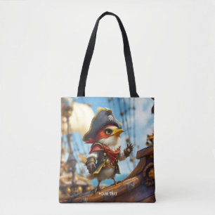 Fantasy Cute Bird Captain Pirate Tote Bag