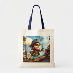 Fantasy Cute Bird Captain Pirate Tote Bag