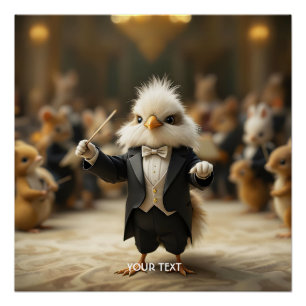 Fantasy Cute Bird Conducts Orchestra Poster