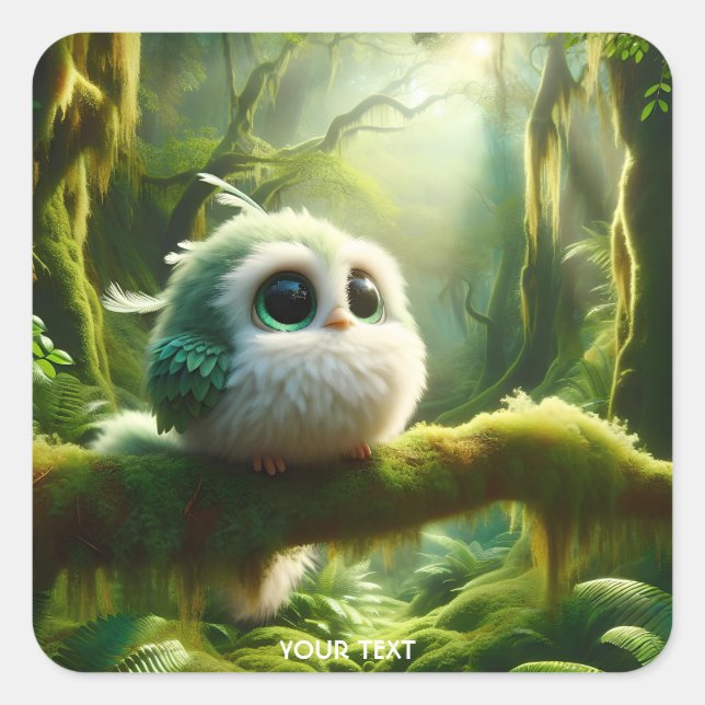 Fantasy Cute Bird Like Creature Square Sticker (Front)