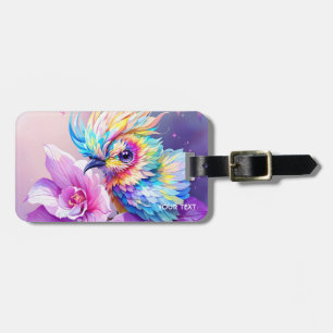 Fantasy Cute Bird Pink Orchid Luggage Tag
